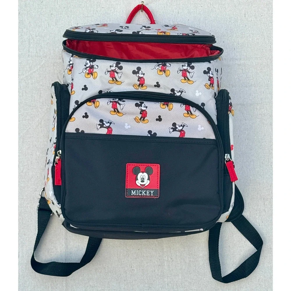 Disney Mickey Mouse Diaper Bag Backpack Gray Black Classic Print Multi-Pocket